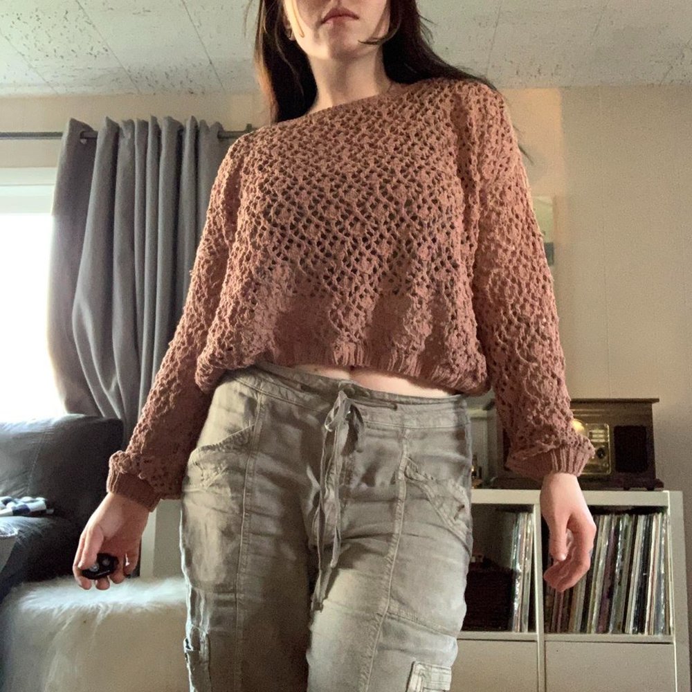 Slouchy Tan Cropped Sweater